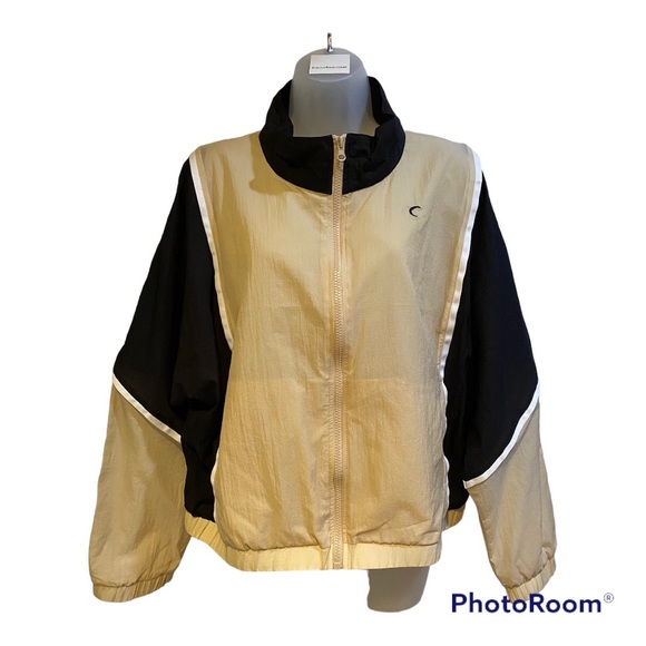 ZYIA Active Jacket Lightweight Netted Lining Color Block Tan/White/Black Size L - Picture 2 of 15